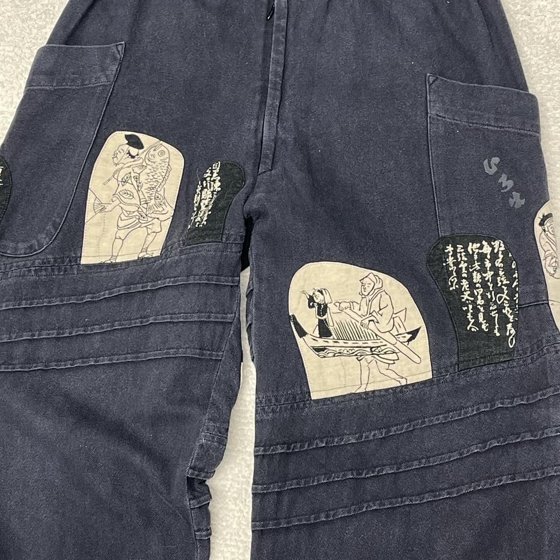 재팬 빈티지 우키요에 절개 밴딩 팬츠  상품이미지5