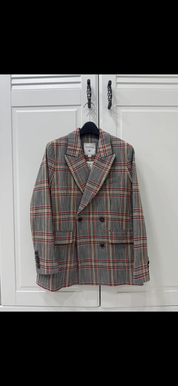 써스데이아일랜드 체크 더블자켓 상품이미지2