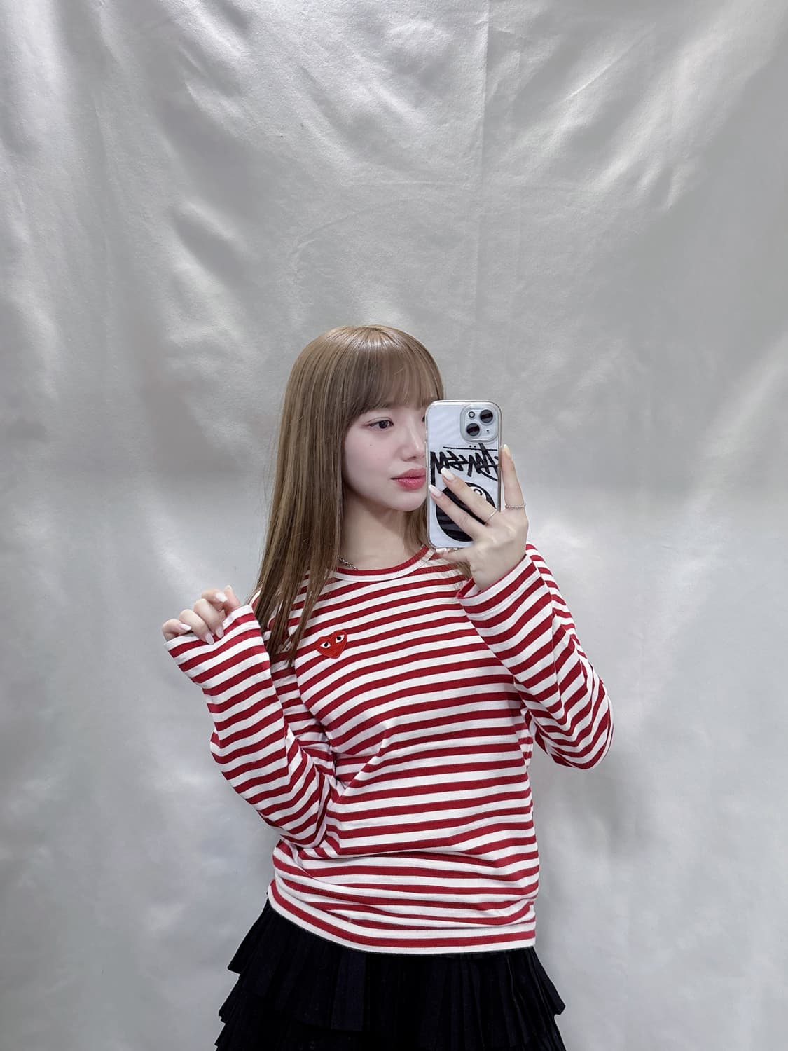 꼼데가르송 레드 와펜 스트라이프 슬리브  상품이미지1