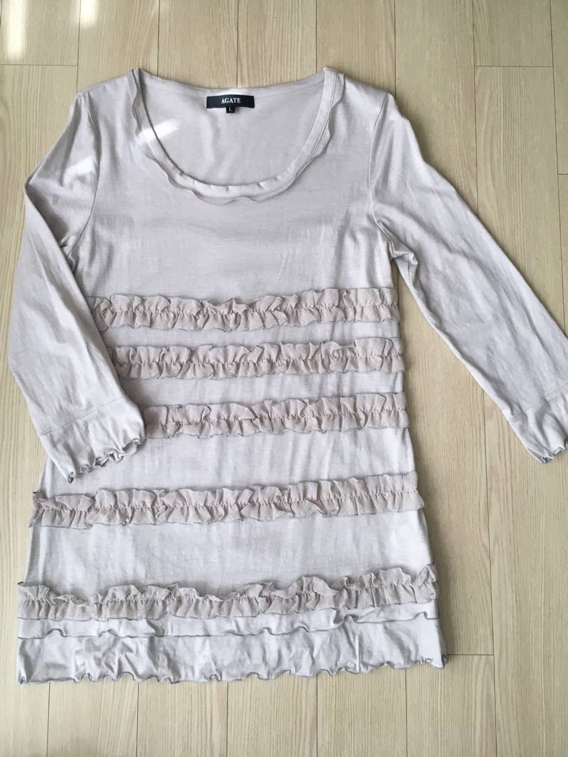 일본빈티지 뮤트 그레이 도트 프릴 장식 티셔츠 모스키노 꼼데 cos 상품이미지2