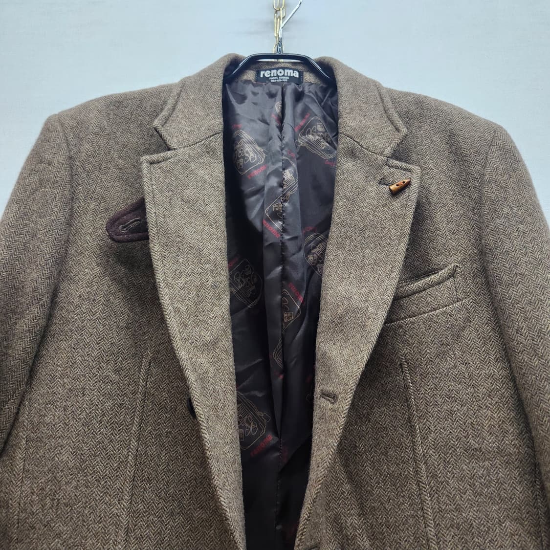 레노마옴므 헤링본패턴 울 엘보패치 블레이저 L 상품이미지4