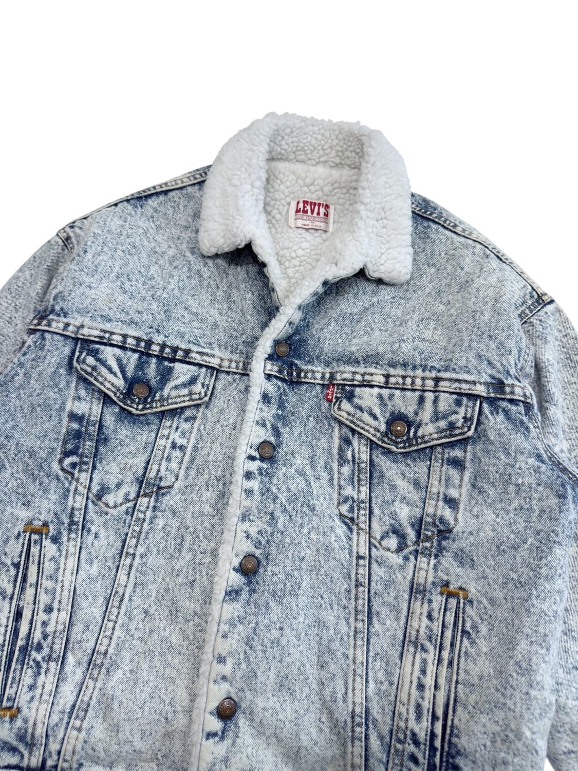 80‘s 리바이스 애시드워시 쉐르파 데님자켓 made in usa 상품이미지3