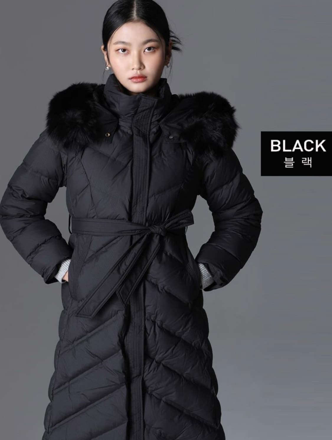 (새상품) 구매가 259000원 폭스퍼 롱 덕다운 패딩 55 상품이미지3