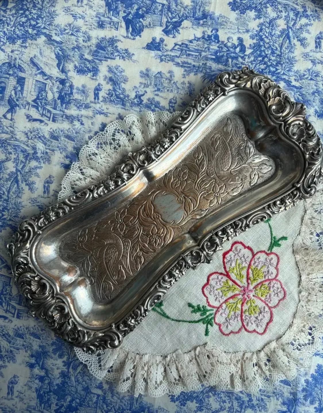 영국 앤틱 조지안시대(18세기~19세기중반)실버플레이트 트레이 상품이미지1