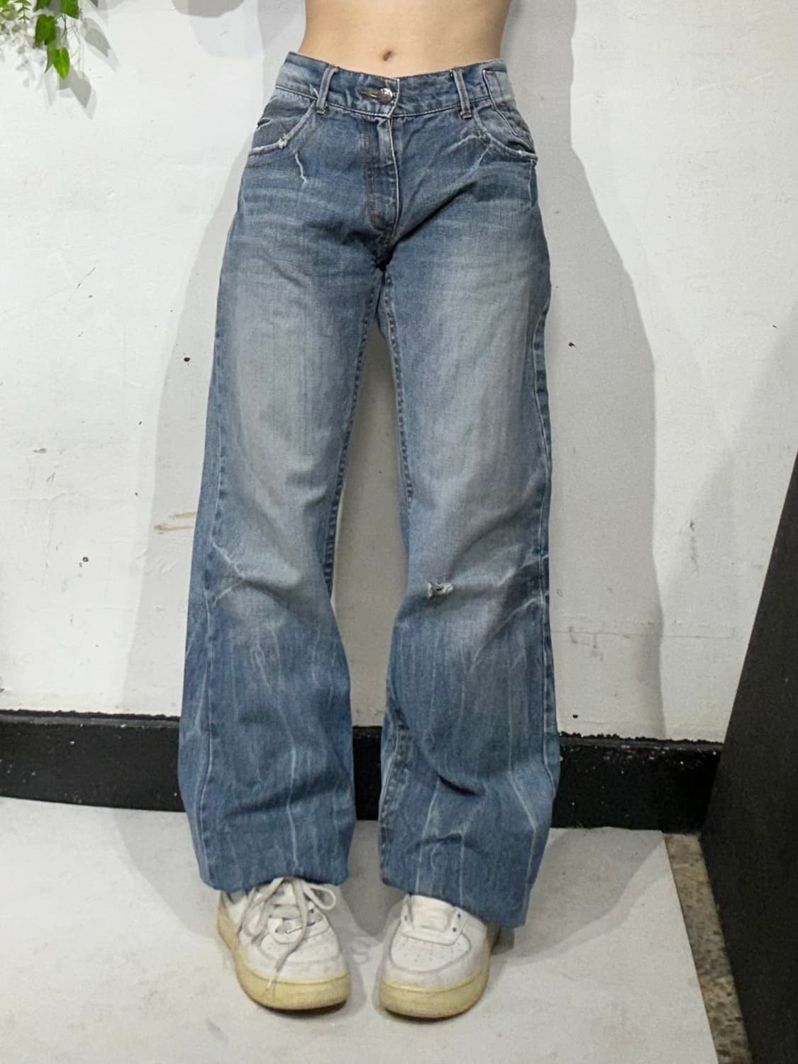 레드 페퍼 와이드 자수 연청 데님 팬츠 워싱 청바지  상품이미지3