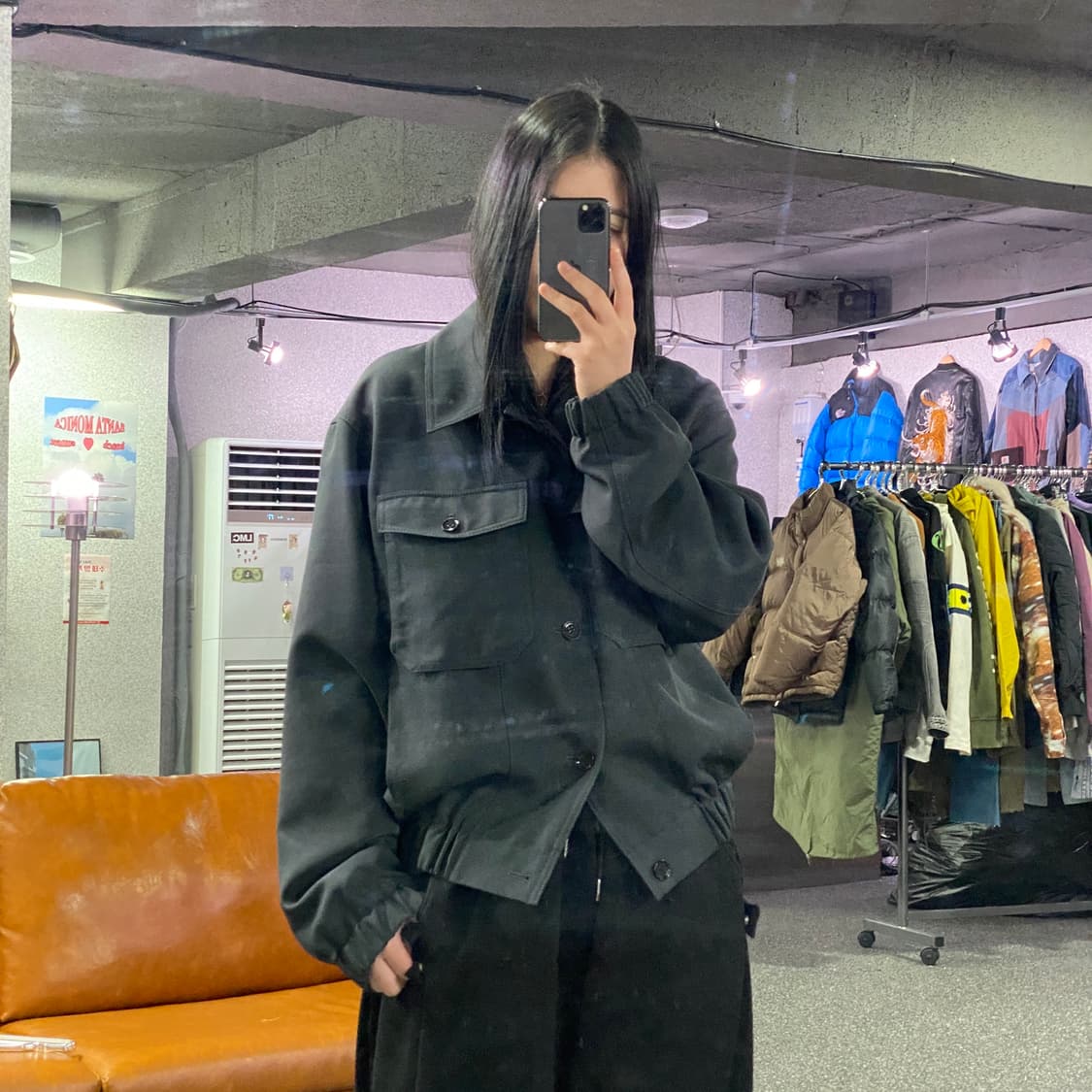 인사일런스 포인티드 칼라 블랙 블루종 자켓 B3978 상품이미지1