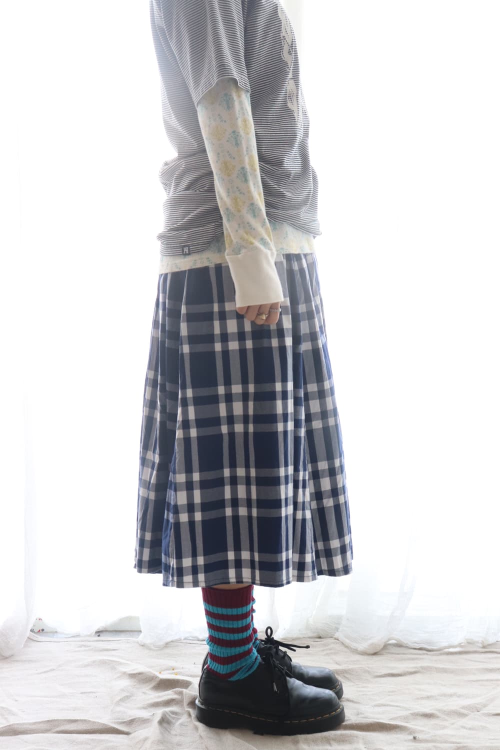 [Beams Boy] Blue Check Skirt 상품이미지4