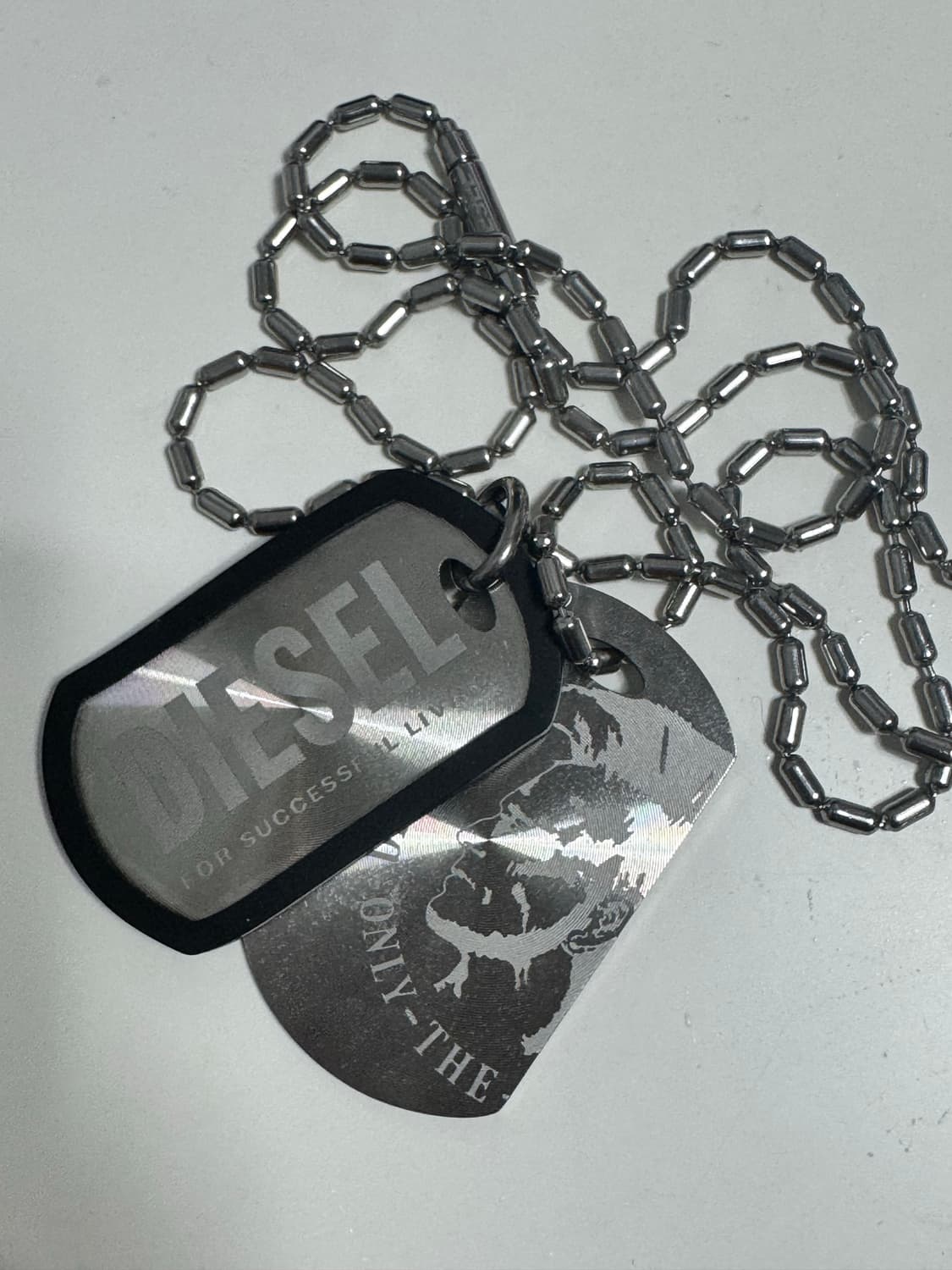 디젤 Dx0011 스테인리스 스틸 더블 도그 태그 네클리스 실버 상품이미지1