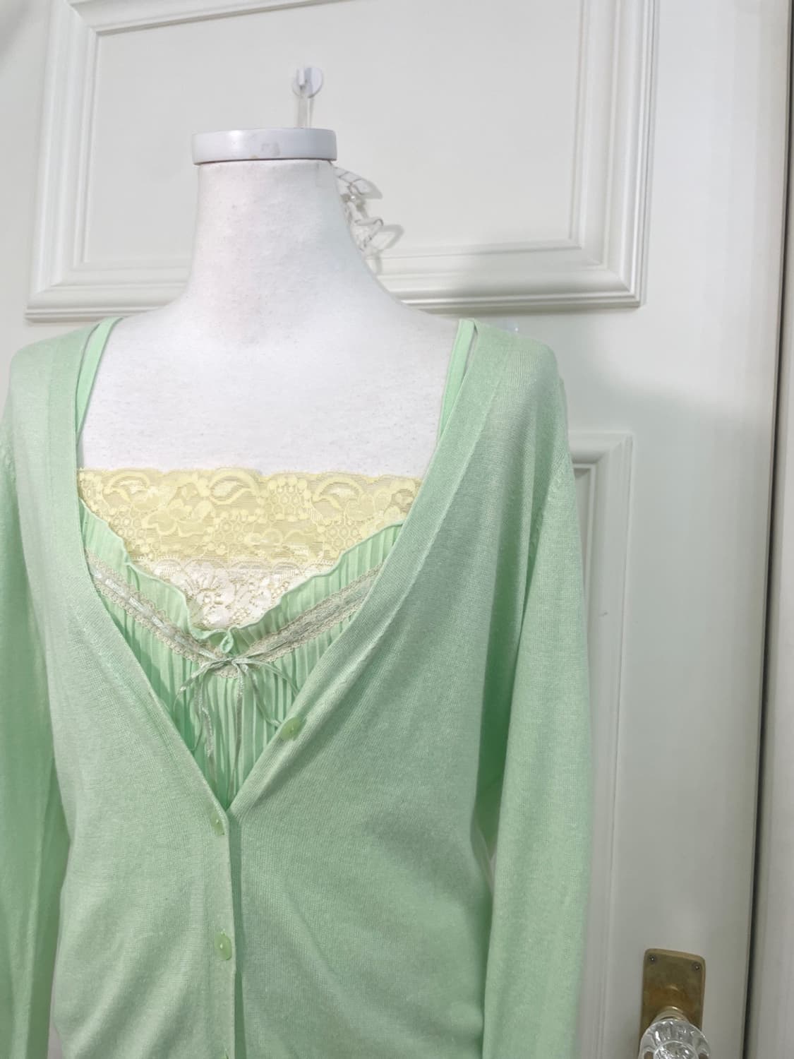 light green basic cardigan&lace bow poin 상품이미지5