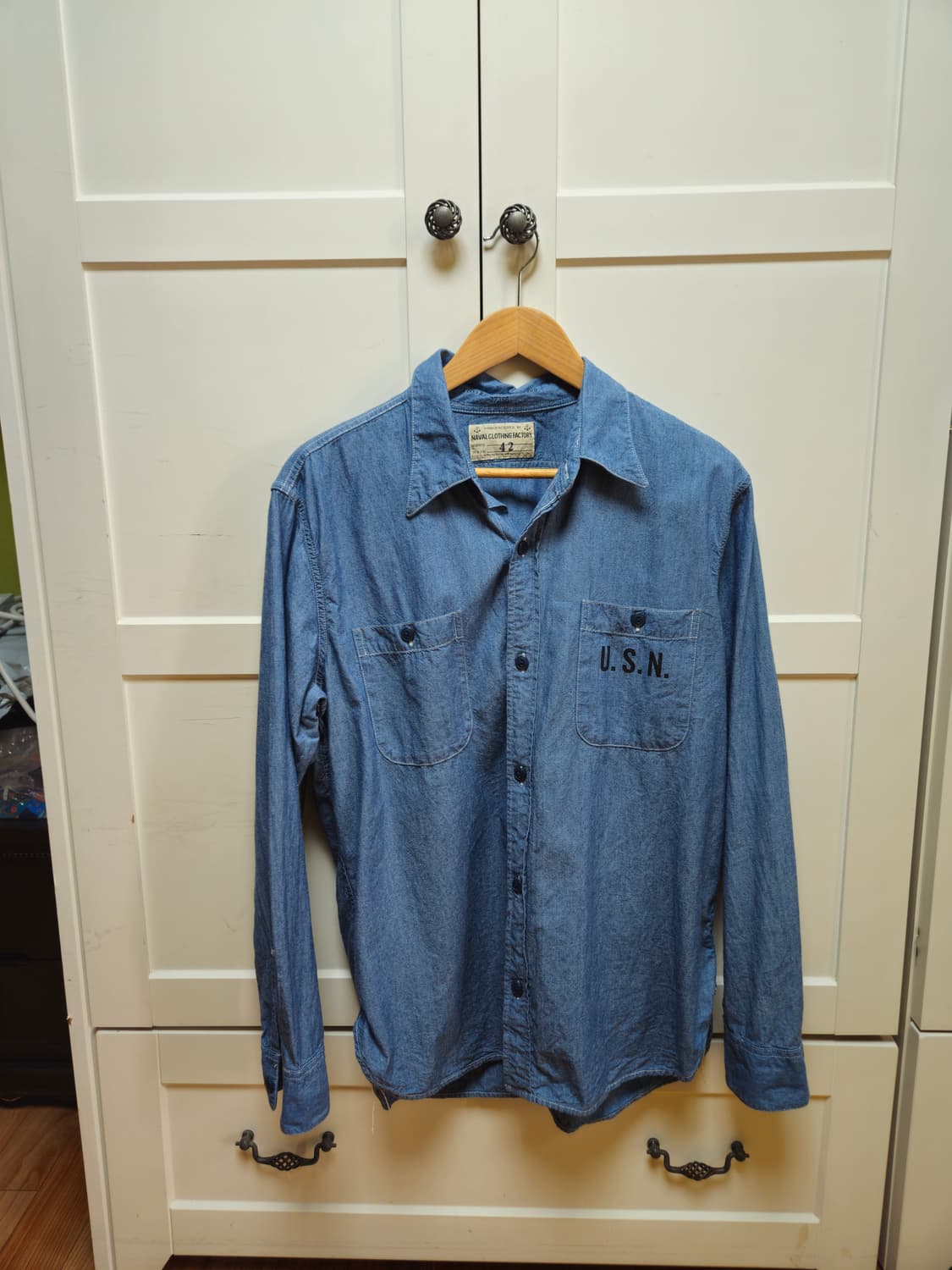 브론슨 USN 샴브레이셔츠 데님셔츠 42사이즈 상품이미지1