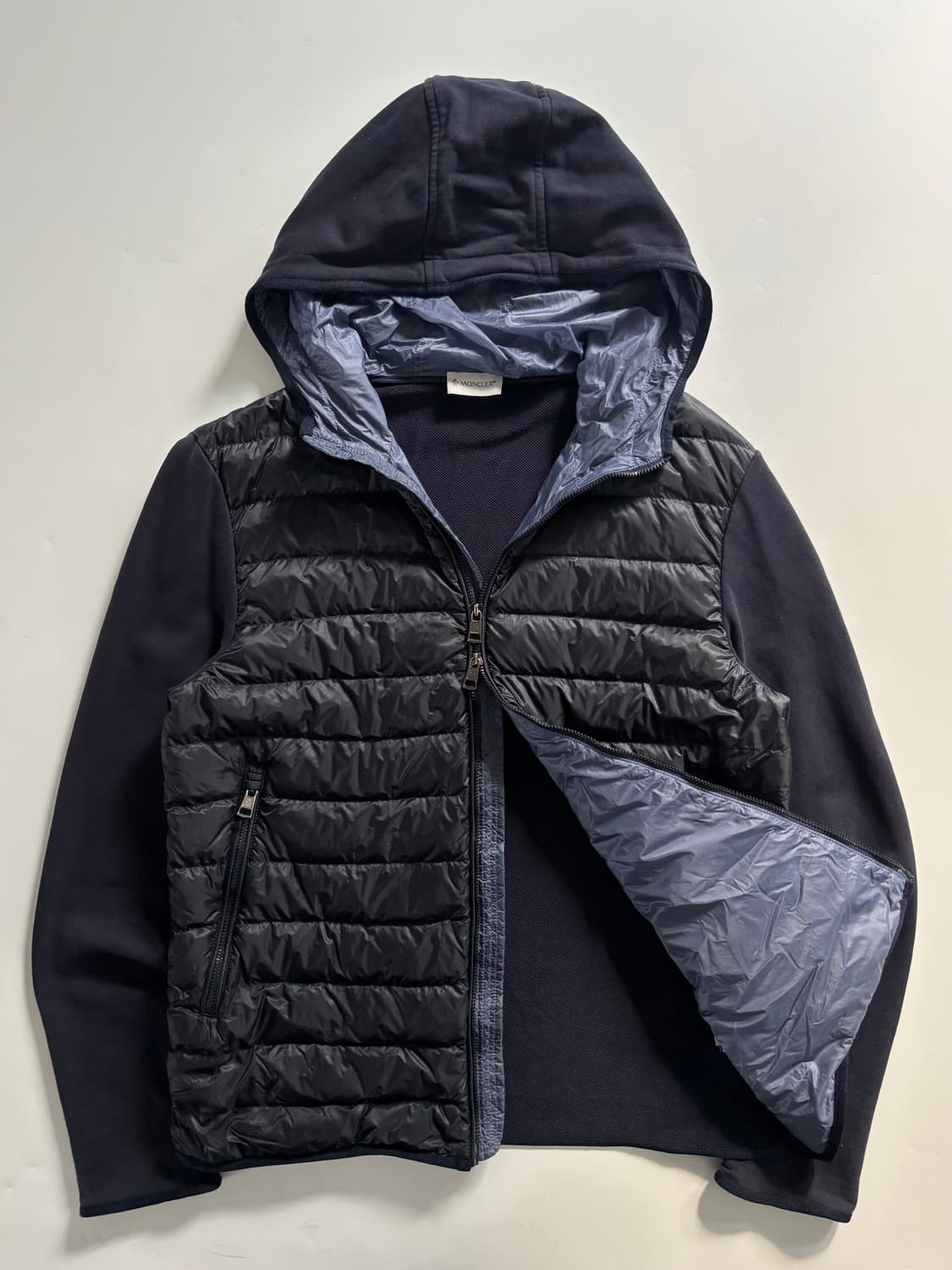 Moncler 몽클레어 네이비 후드 경량 니트 집업 상품이미지5