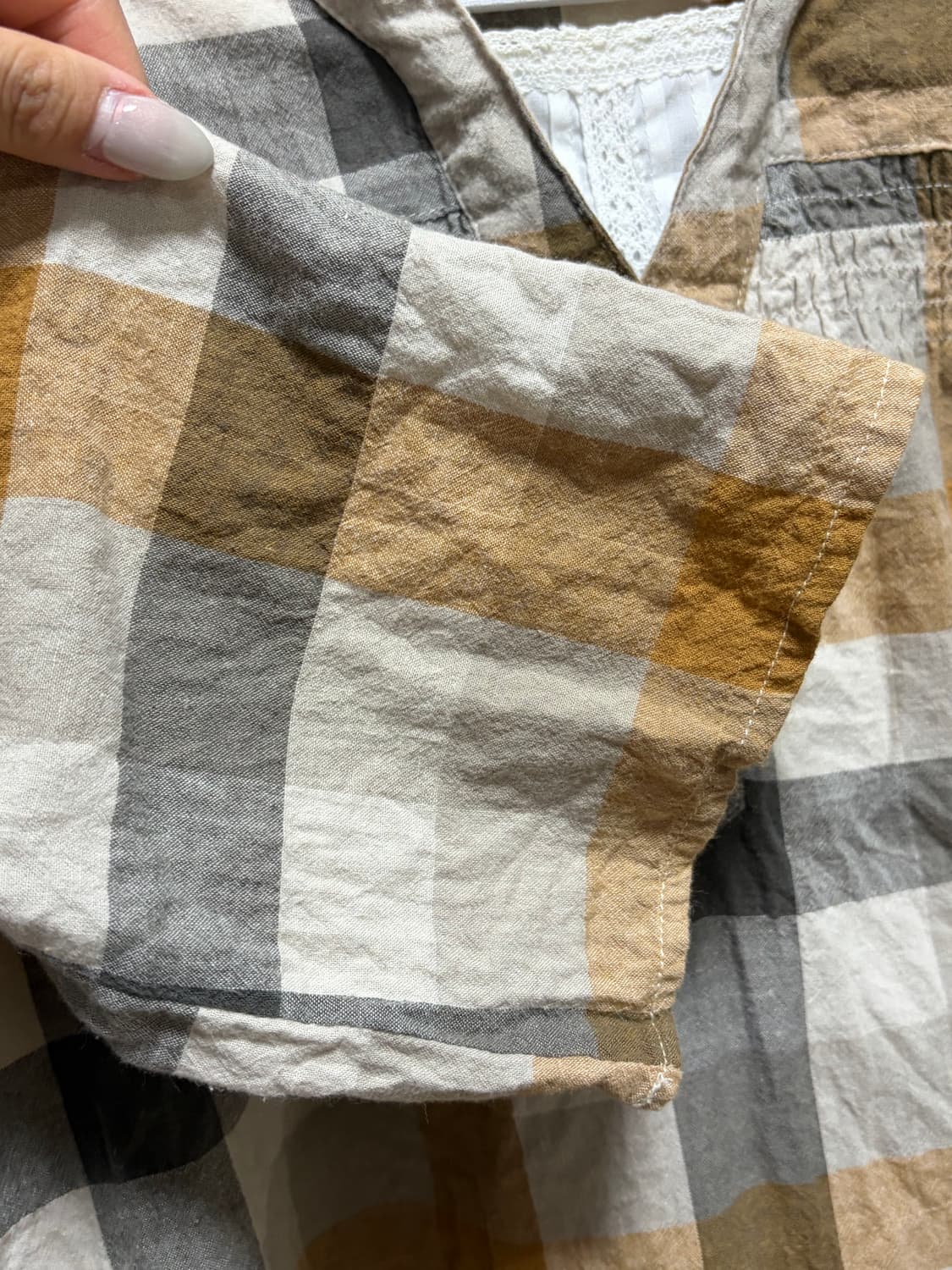 모리걸 체크 블라우스 셔츠 하구미 스즈코 상품이미지4