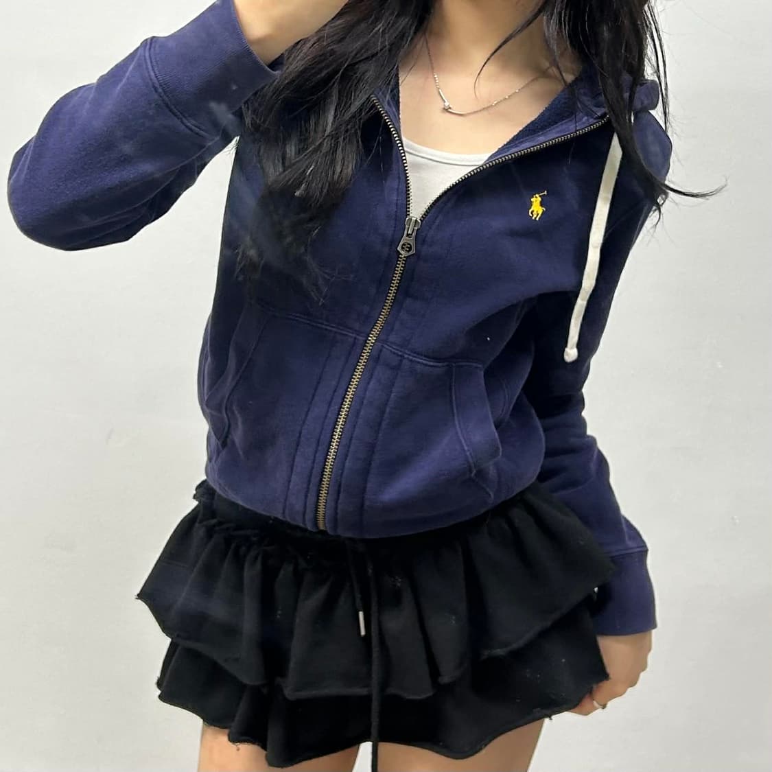 폴로 랄프로렌 네이비 써멀 와플 스웻 후드집업 희귀져지(S) 상품이미지1