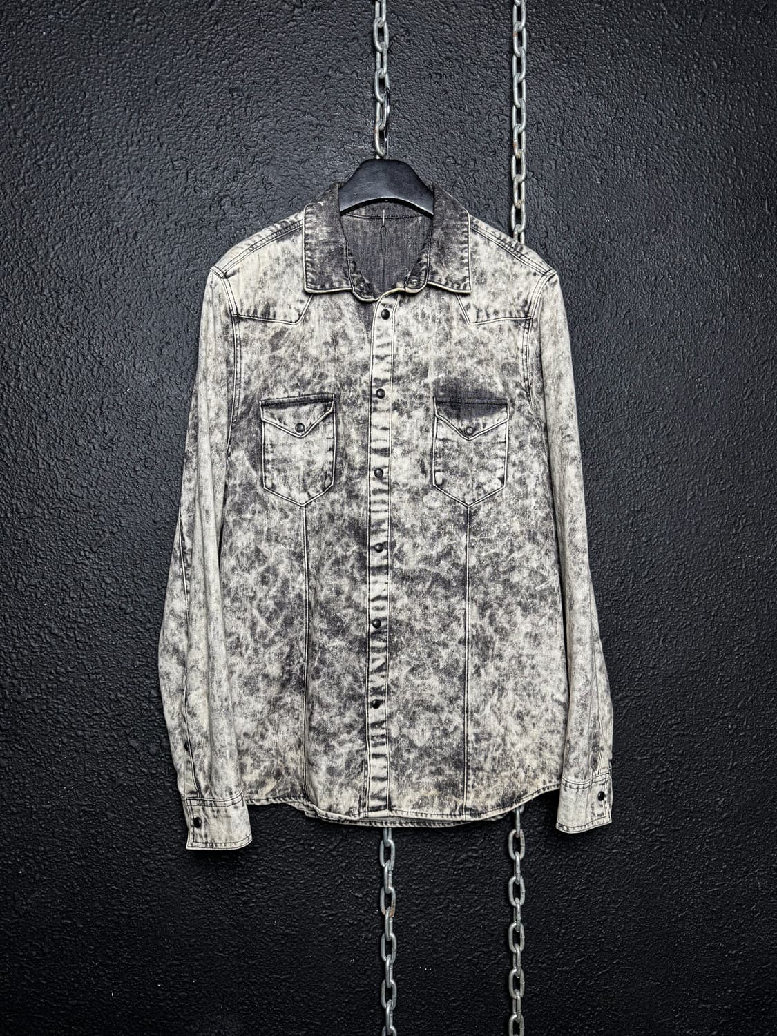 Acid Wash Denim Western Shirt 상품이미지6