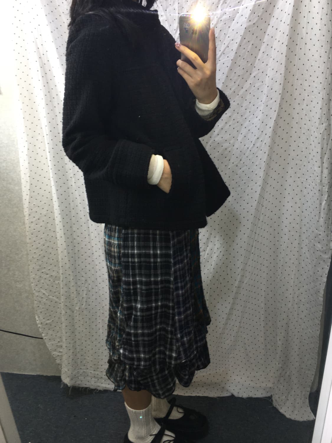 블랙 쓰리버튼 숏 코트 상품이미지4