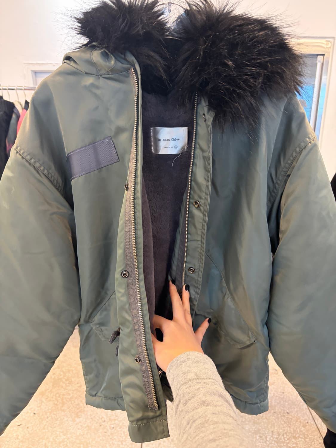 my name is Chloe Fur Trim Hooded Jacket 상품이미지9