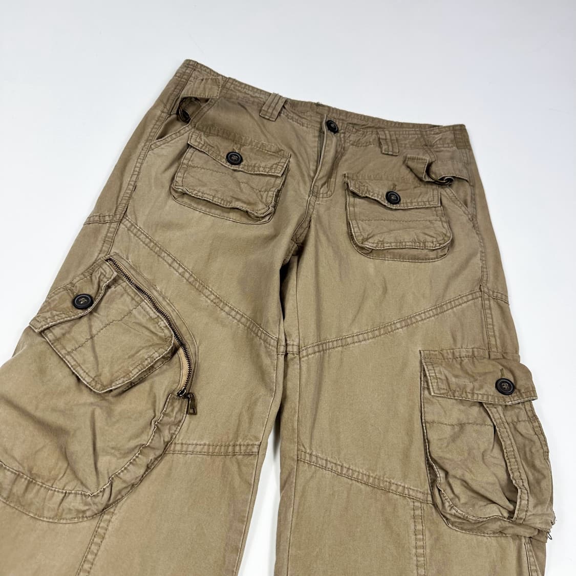 28 VTG 빈티지 여성 로우라이즈 와이드 카고팬츠 베이지 상품이미지3
