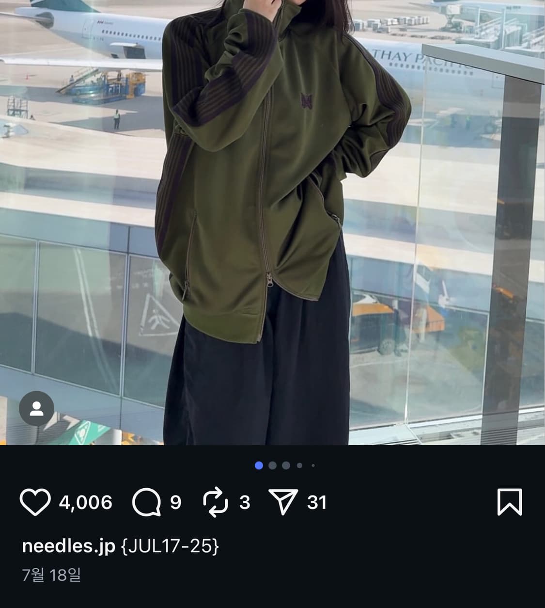 니들스 트랙자켓 올리브 xl  상품이미지5