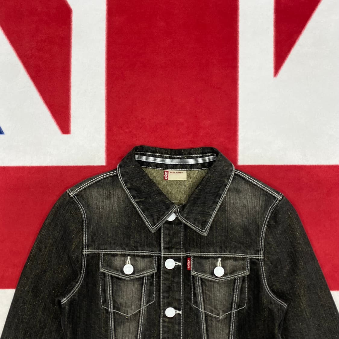 리바이스 크롭 흑청데님 자켓 실측 여성44 상품이미지3