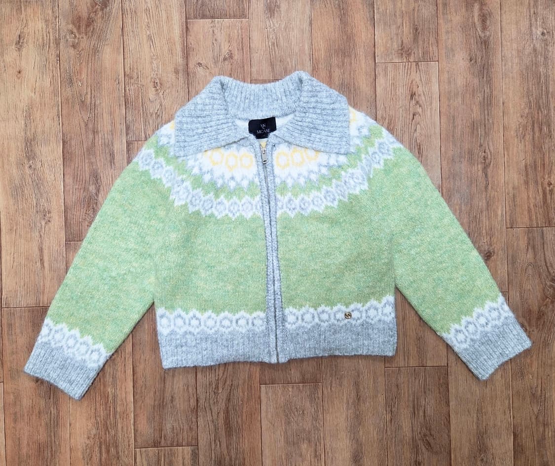 미케네(MICANE) 밀키 울헤어 니트집업가디건 44-66 새상품 상품이미지5