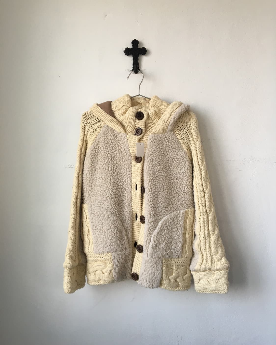 Fleece layer cable knit jacket 상품이미지2