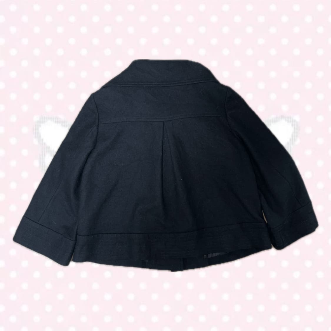 모리걸 갸루 데일리 빈티지 동글단추 블랙케이프숏코트 상품이미지2