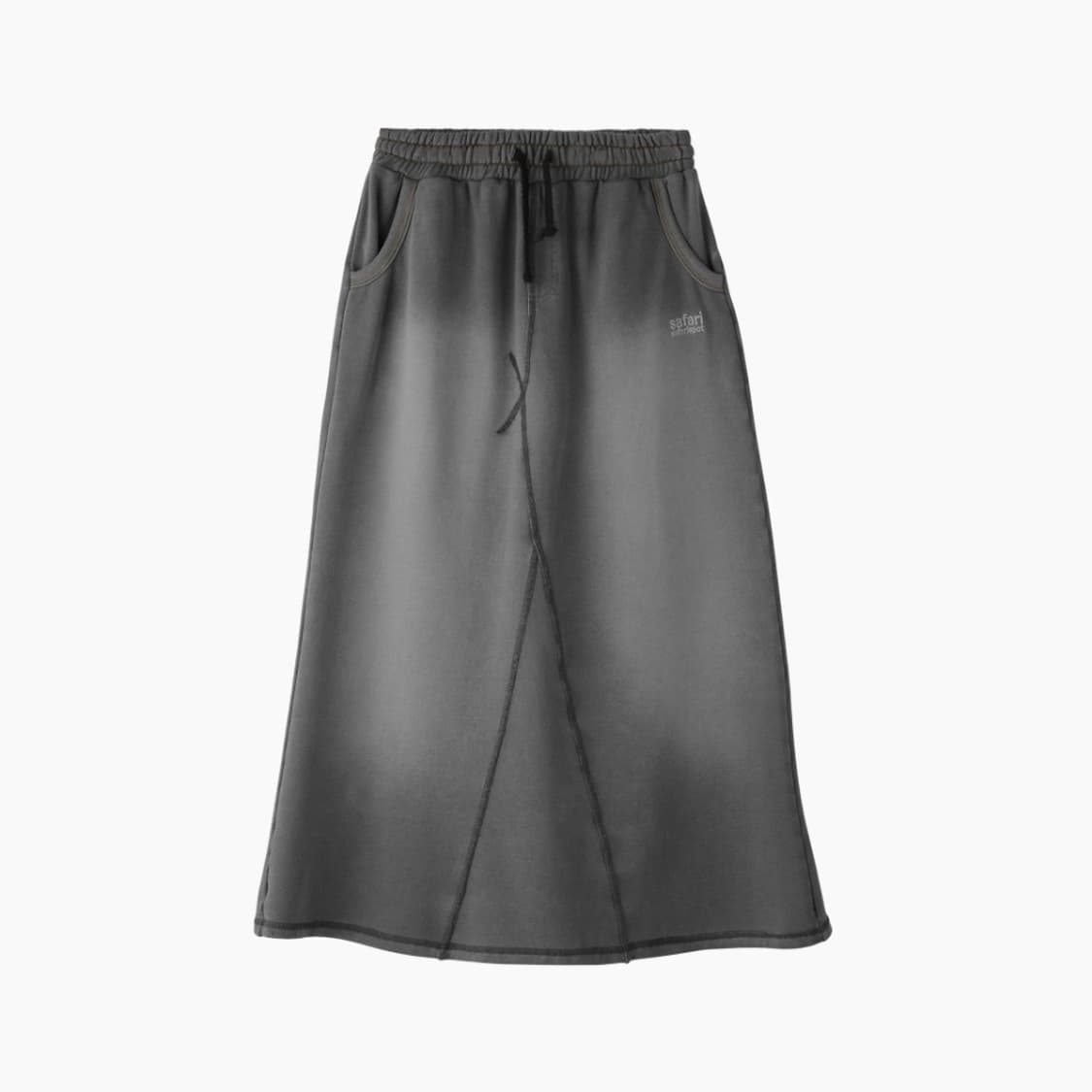 사파리스팟 데미지 워싱 데님 스웨트 스커트 블랙 상품이미지1