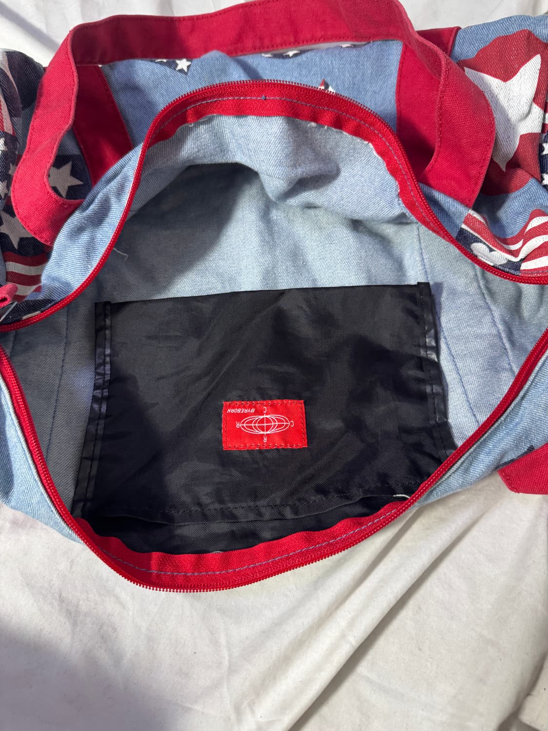 빈티지 성조기 패턴 미니 데님 더플백 상품이미지5