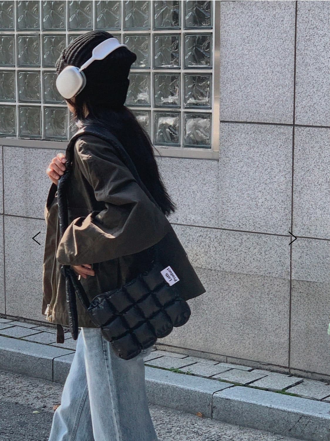 루스프로덕트 초콜릿 패딩 백 M (유광/블랙) 상품이미지2