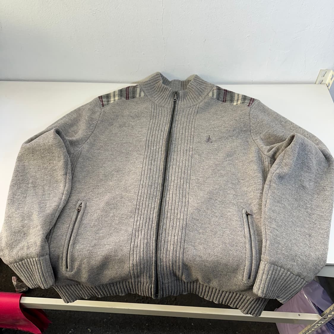 105 빈폴 그레이 엘보우패치 니트집업 상품이미지2