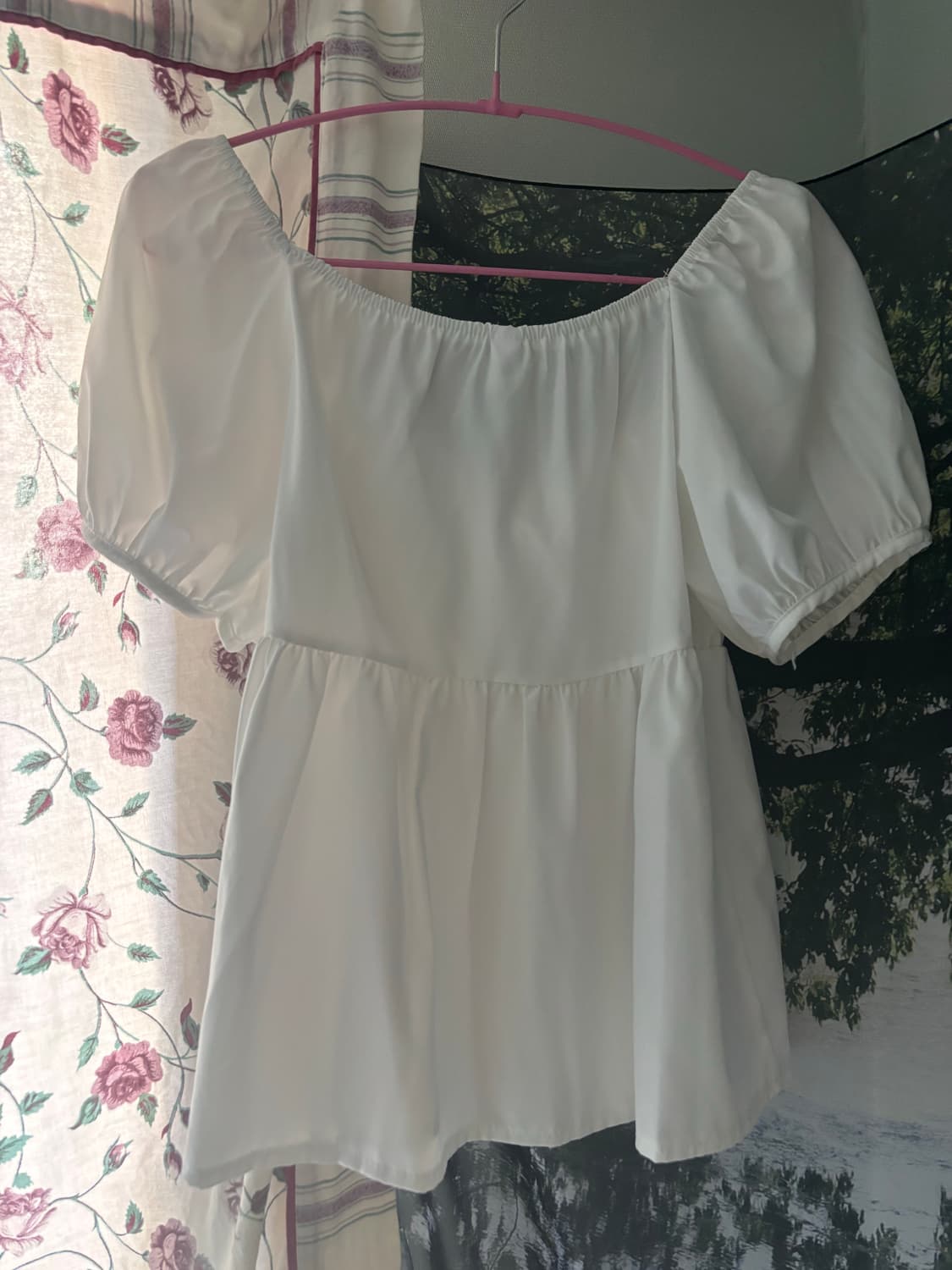 오프숄더 퍼프 블라우스 여리핏 내추럴무드 빈티지 모리걸 상품이미지2