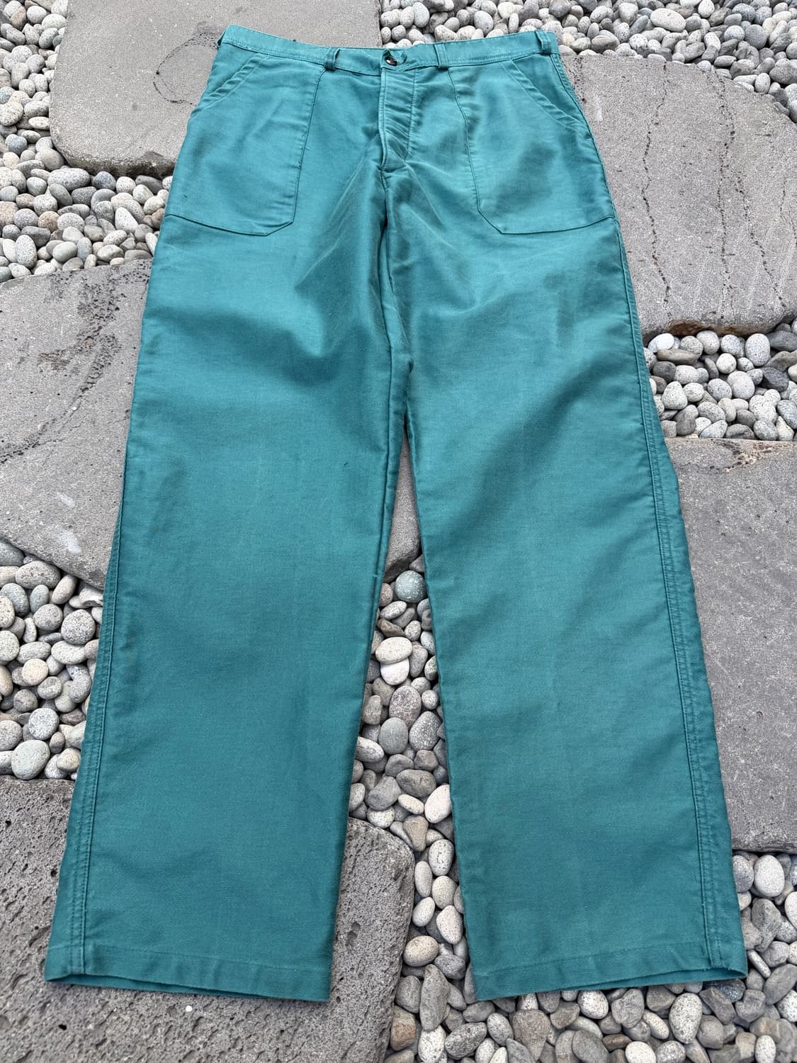1980s FRENCH GREEN MOLESKIN 프렌치몰스킨워크팬츠 상품이미지1