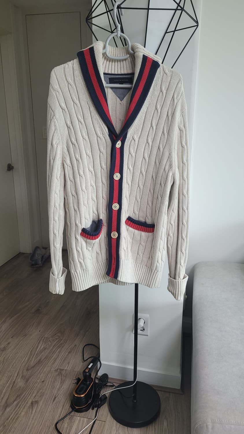 타미힐피거 립 케이블 숄넥 버튼 가디건-M사이즈 상품이미지6