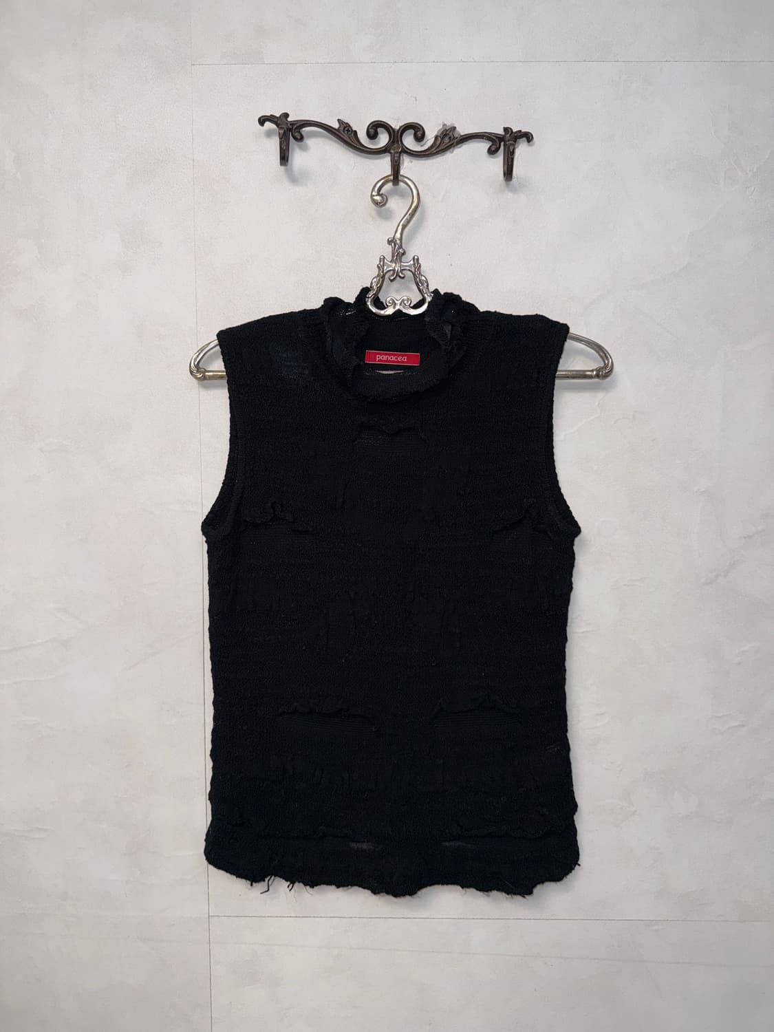 Black grunge damaged turtle neck 슬리브리스 상품이미지4