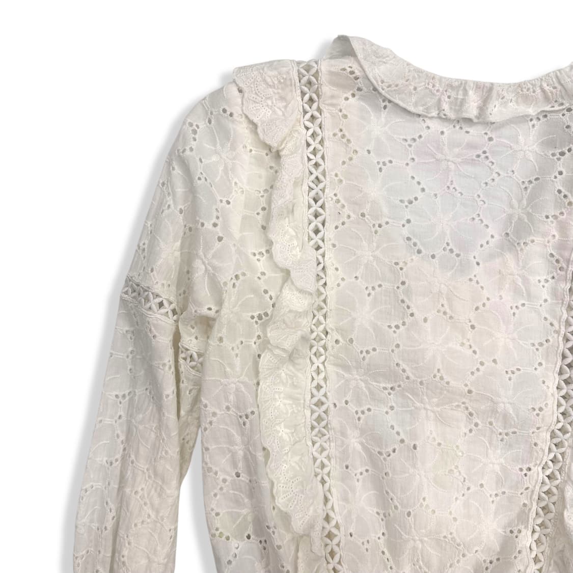 Eyelet Lace Girlish Blouse 상품이미지6