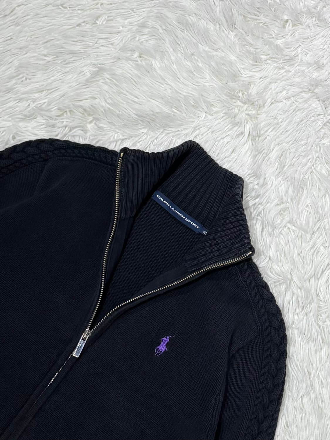 폴로랄프로렌 퍼플포니 블랙 니트집업 상품이미지6