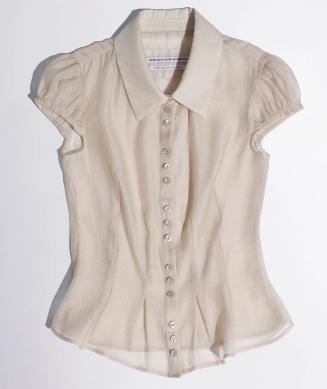 스컬프터 Sheer Pleated Hem Blouse Raw 상품이미지2