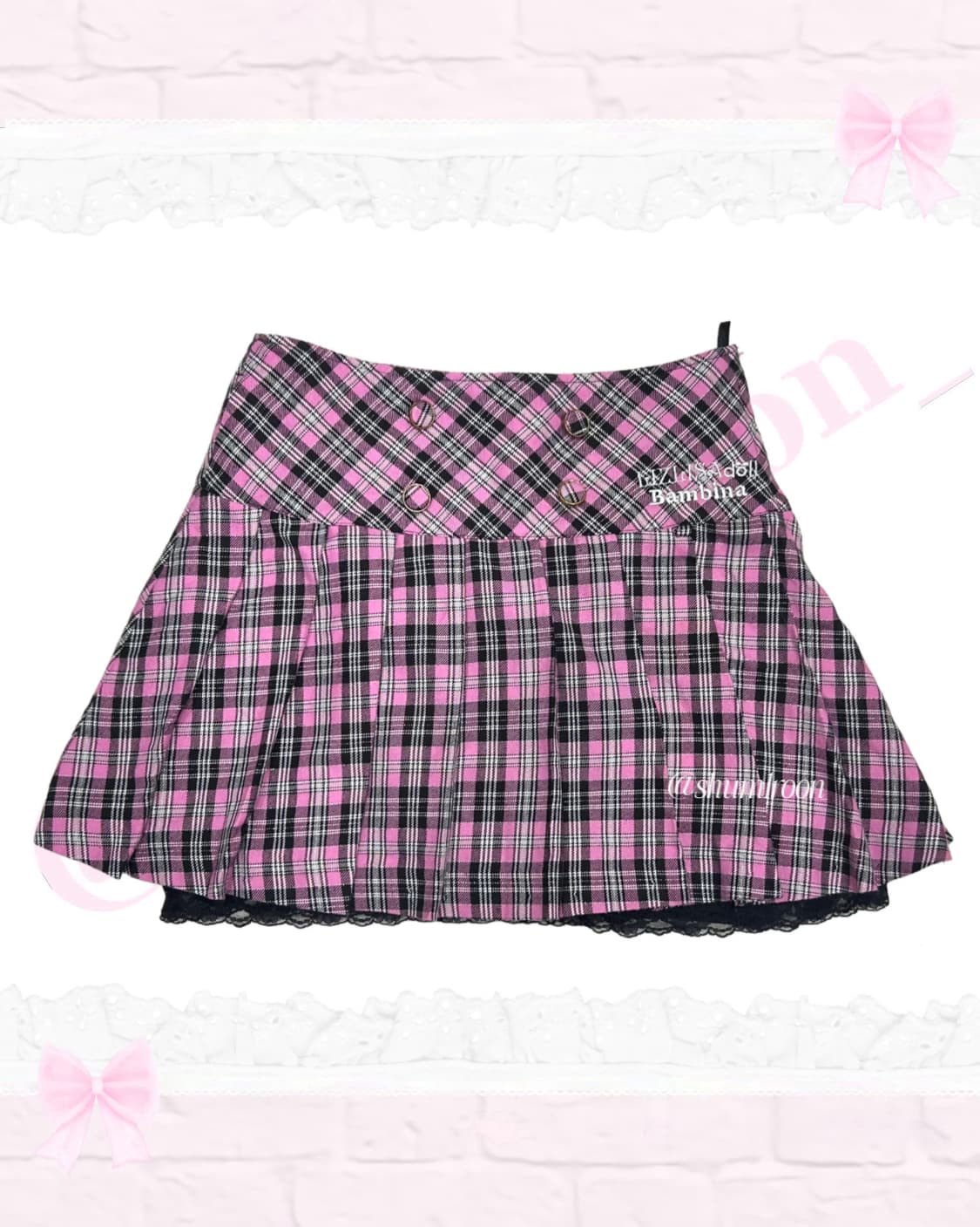 [셋업] 리즈리사돌 긴팔티&캐릭캐릭체인지 체크 스커트 상품이미지2