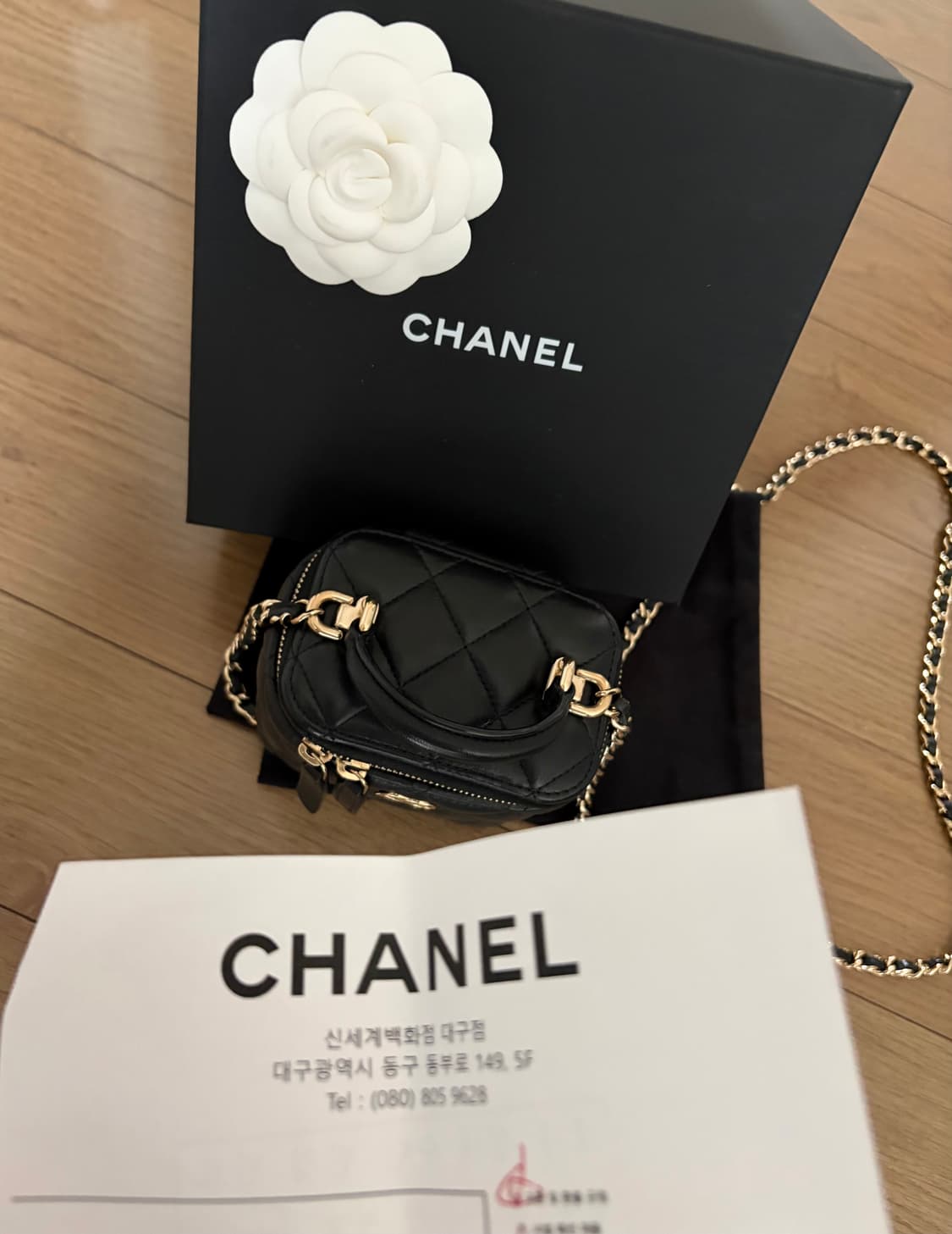 [정품] 샤넬 탑핸들 베니티 정사각 샴골 내장칩 상품이미지3