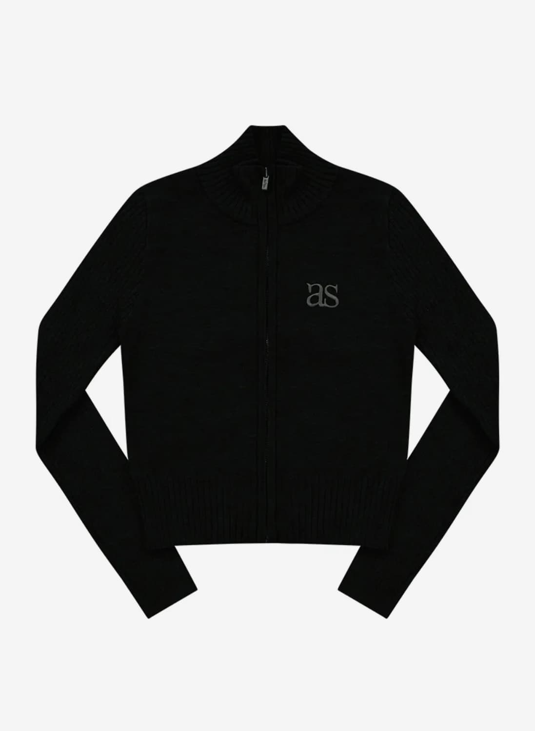 애즈온 니트 집업 블랙 MARON KNIT ZIP-UP / BLACK 상품이미지2