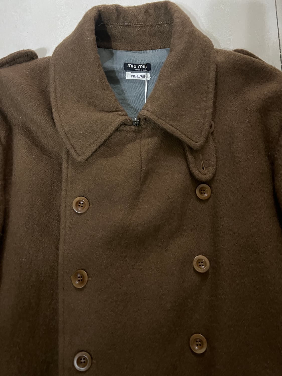 Miu Miu 2000s 남성복 울 밀리터리 더블 브레스티드 코트 상품이미지5