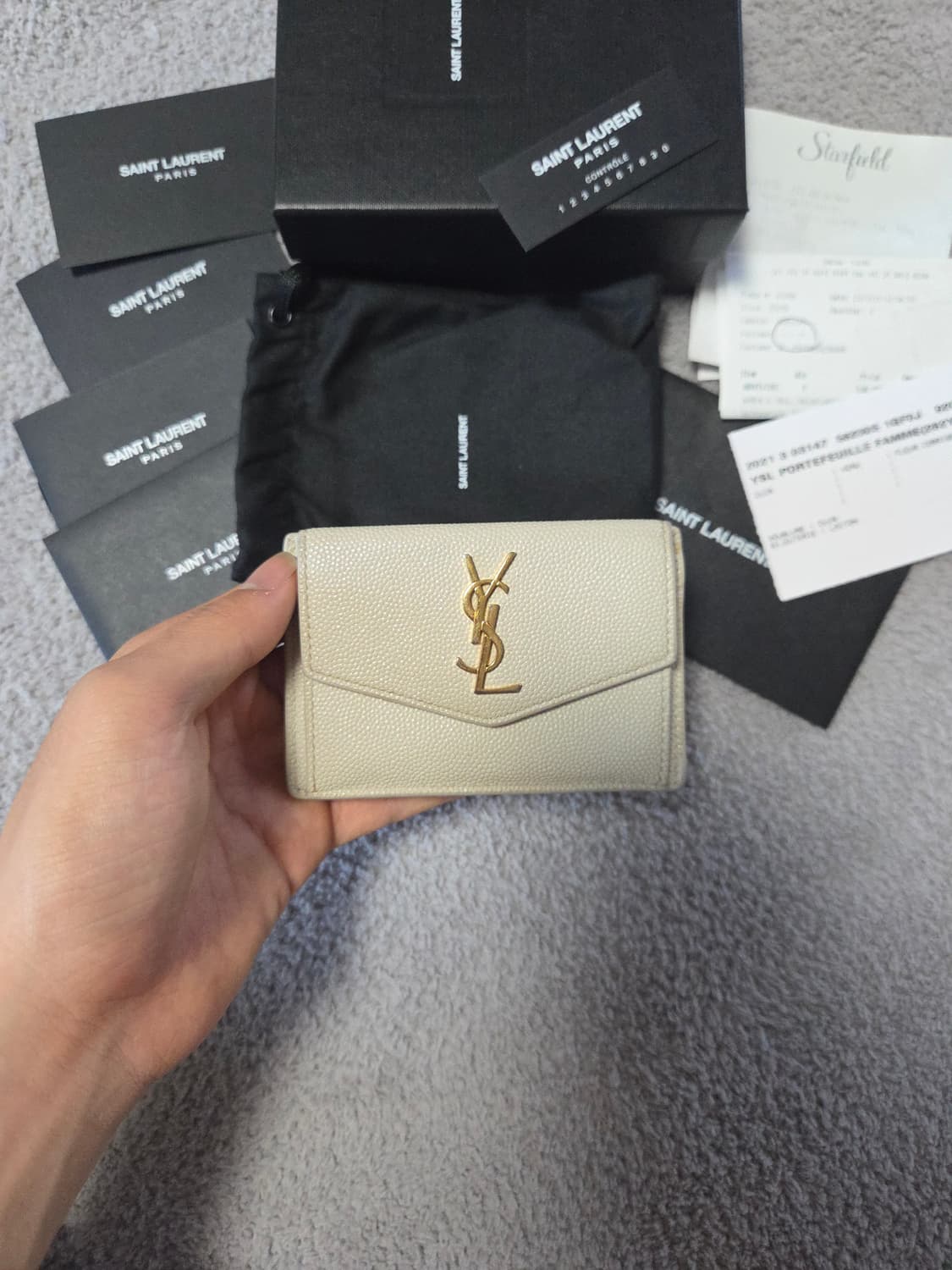 [정품/풀구성] 생로랑 업타운 카드지갑 화이트 상품이미지1