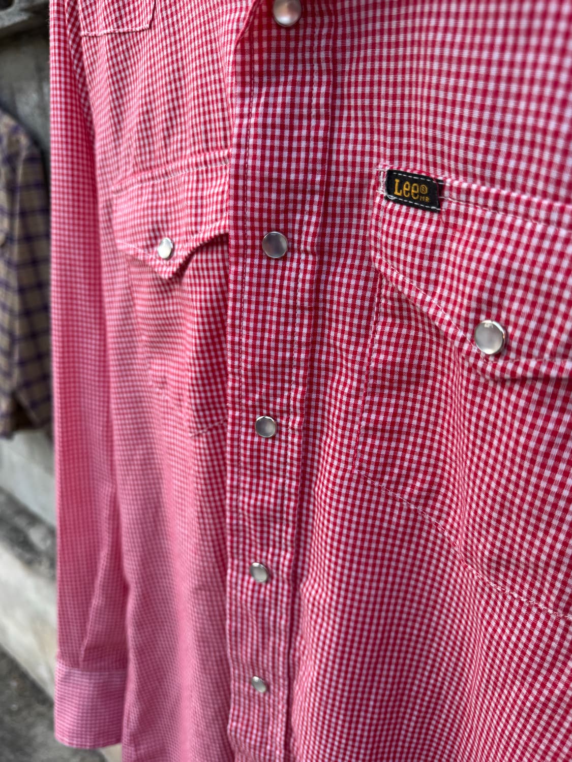 70~80s lee 빈티지 레드 체크 웨스턴 셔츠 상품이미지4
