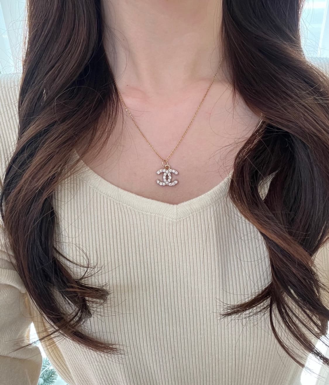 샤넬 로고 큐빅 목걸이 상품이미지1