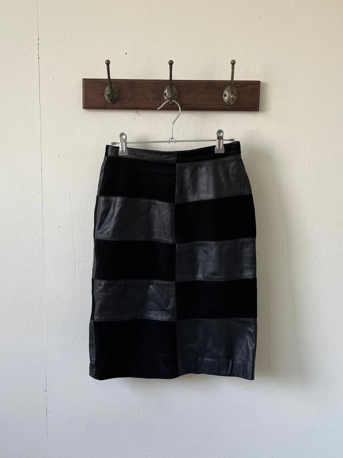 Japan vtg 레더 블럭 스커트 상품이미지1