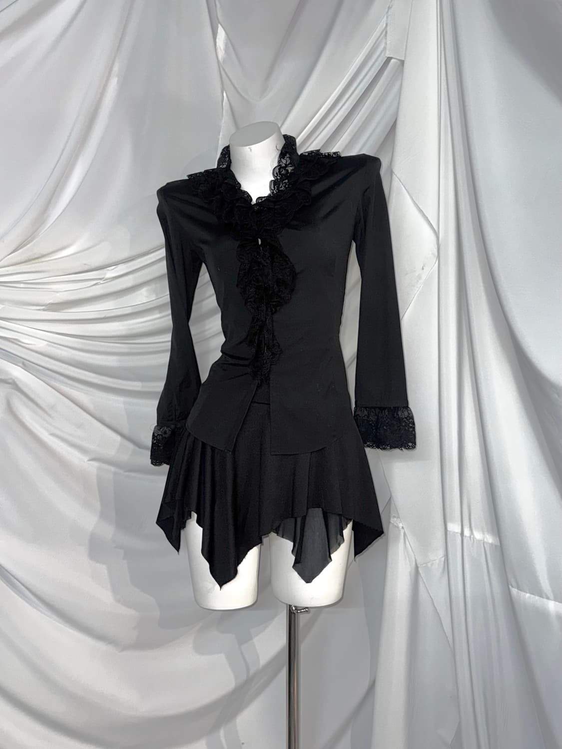 입문고스 언발 드레이프 레이스 고스고딕 공겜여주 코디세트 상품이미지3