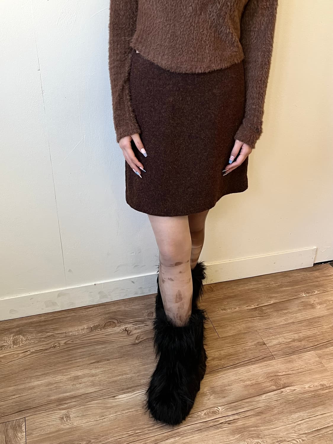 japan vtg 캐시미어 숏 스커트 상품이미지5