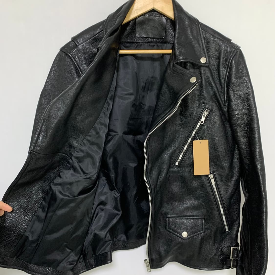 빈티지 리얼레더 천연가죽 라이더 바이커 자켓 블랙 XL 상품이미지4