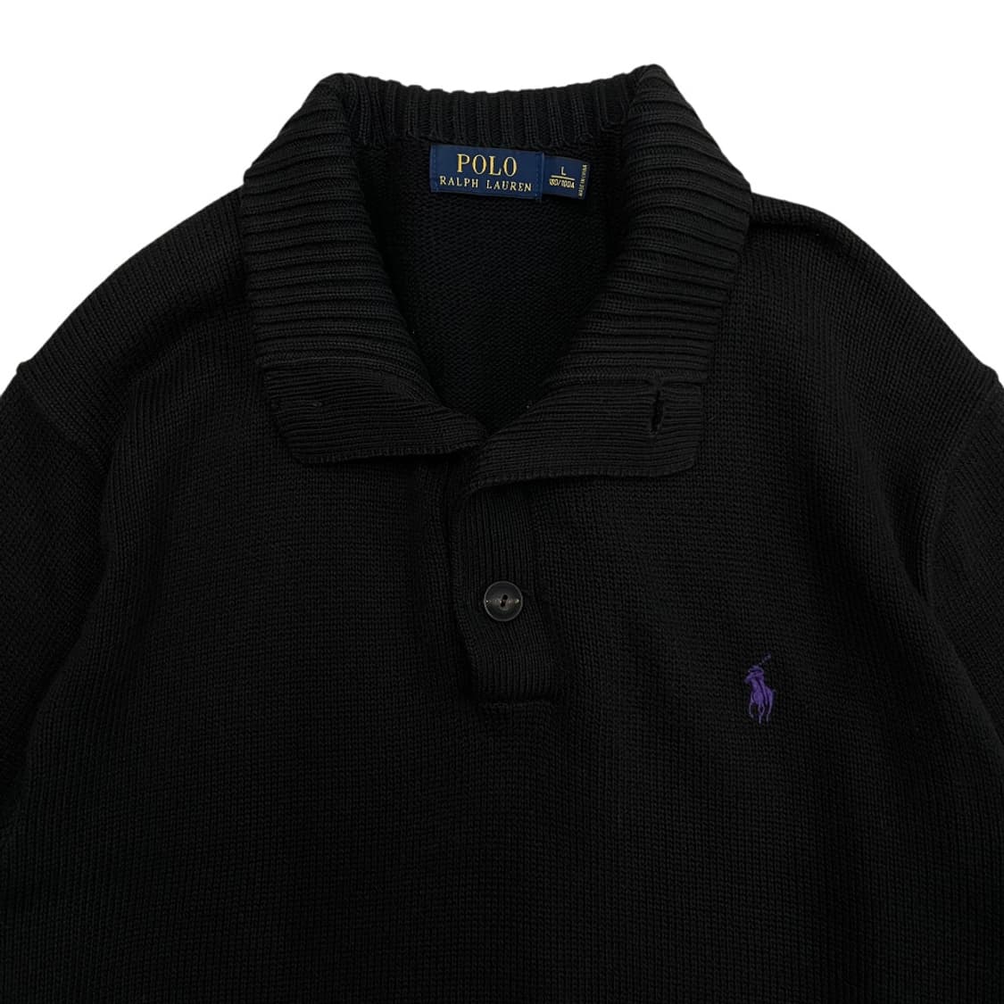 폴로 랄프로렌 퍼플포니 블랙 버튼 니트 L 상품이미지4