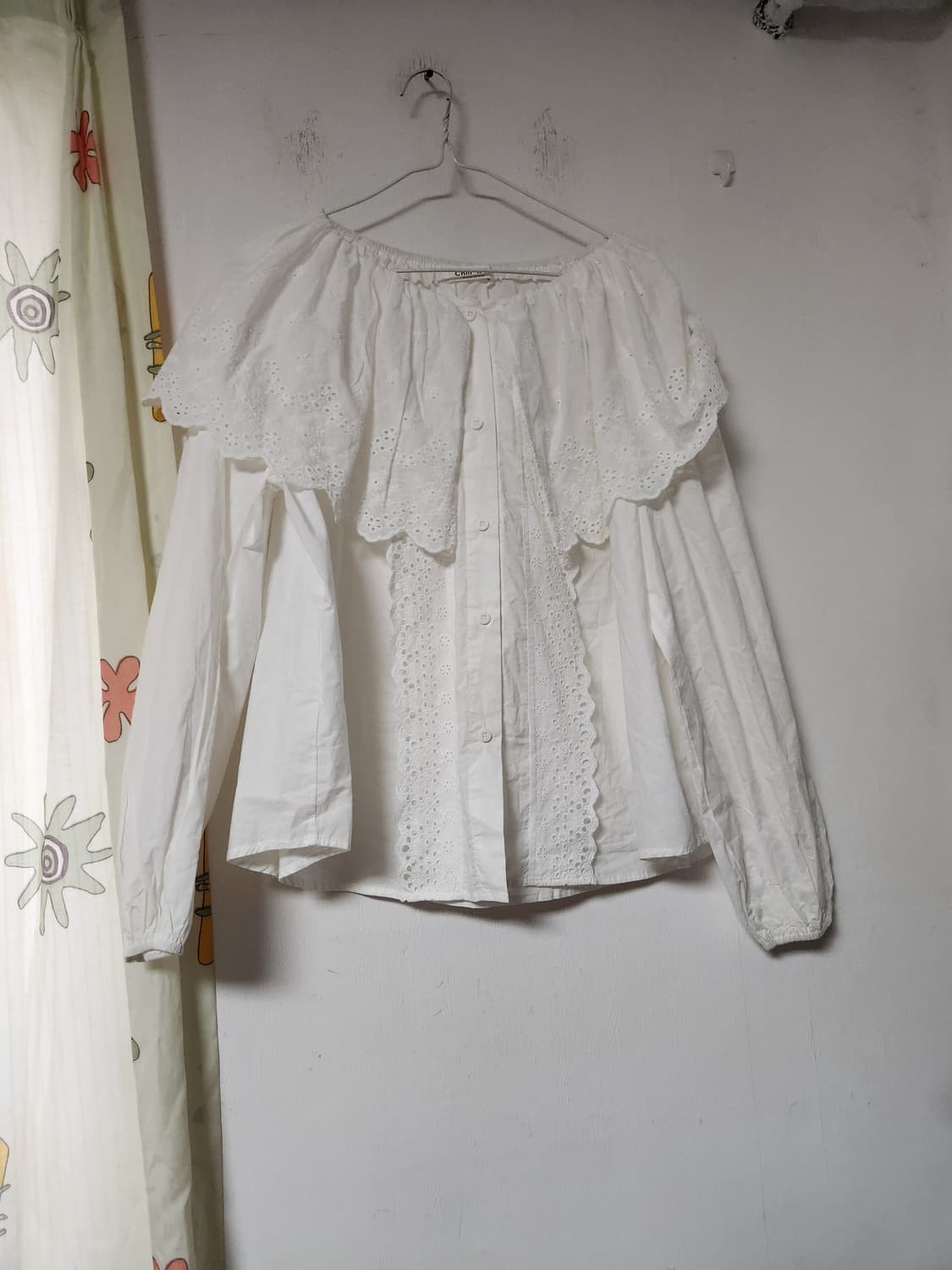 빅사이즈 레이스 펀칭 블라우스 화이트 F 상품이미지1